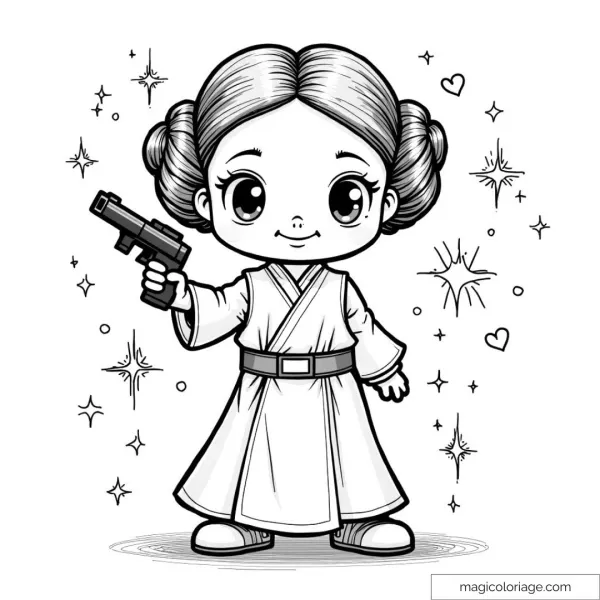 Dessin à colorier de Princesse Leia