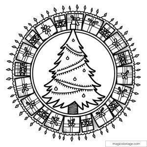 Christmas tree drawing with gifts