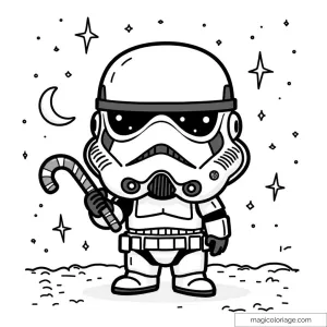 Coloriage Stormtrooper avec canne en sucre
