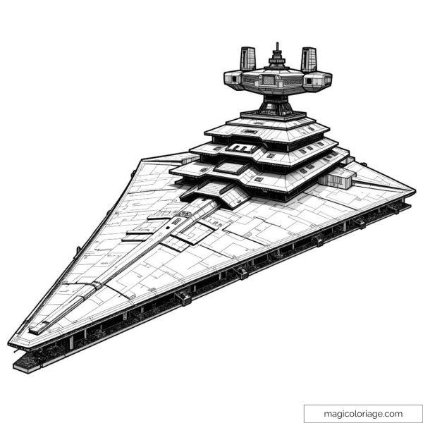 Dessin de vaisseau spatial Star Wars à colorier