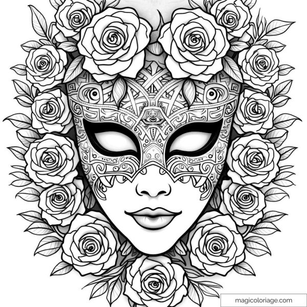 Venetian mask with floral and rose details
