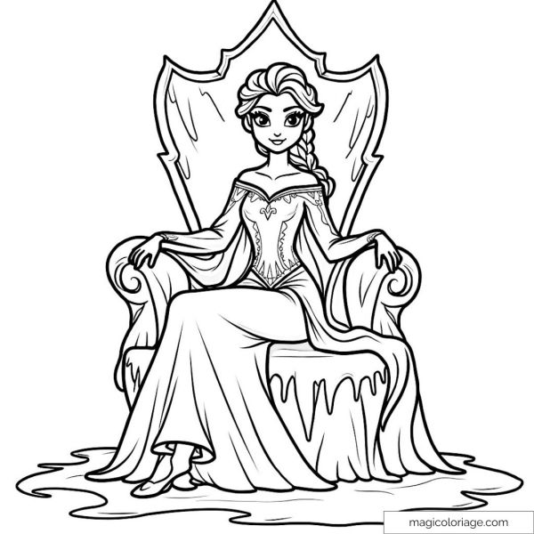 Snow Queen sitting on an ice throne