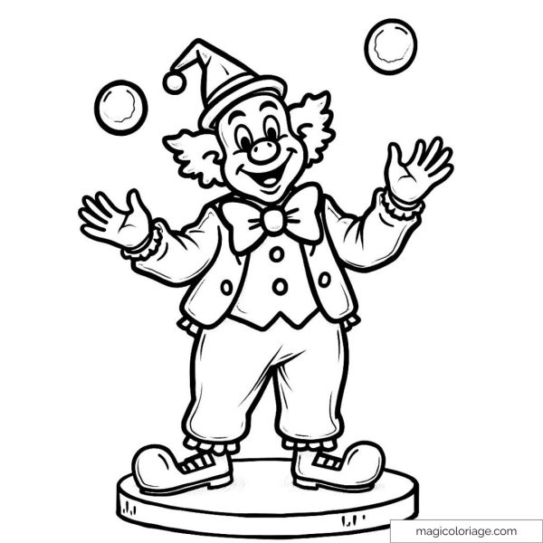 Picture of a juggling clown with a funny hat