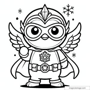 Superhero penguin with cape and wings