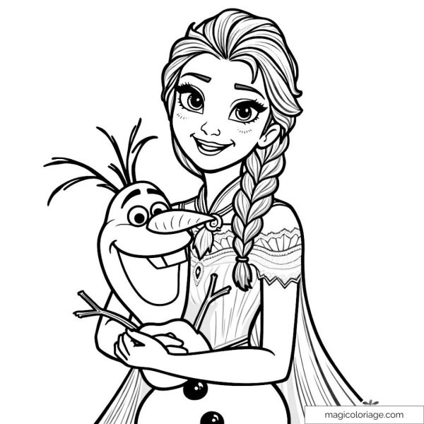 Elsa and Olaf hugging