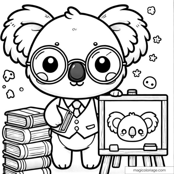 Drawing of a cute koala with glasses