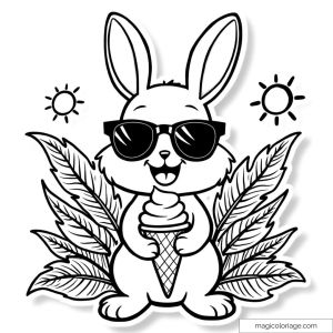 Rabbit with sunglasses and ice cream