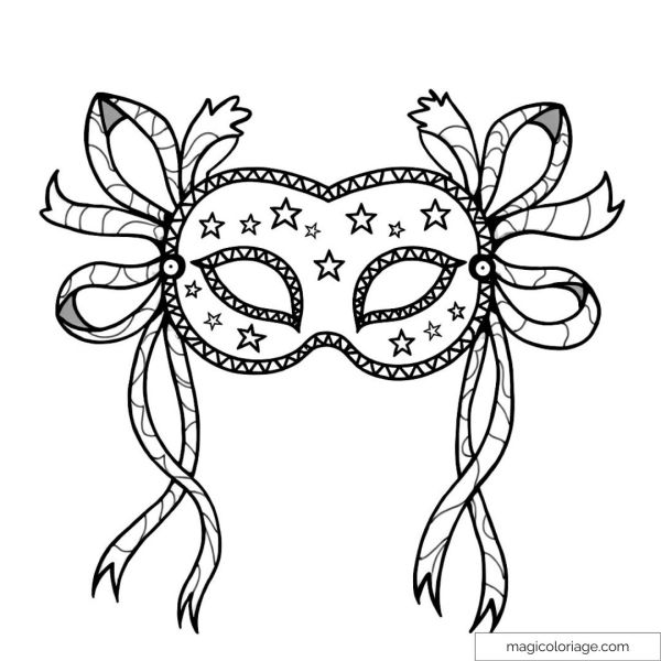 Carnival mask with stars and ribbons