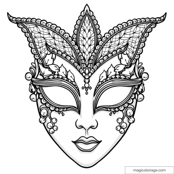 Decorative Venetian mask with intricate designs to color.