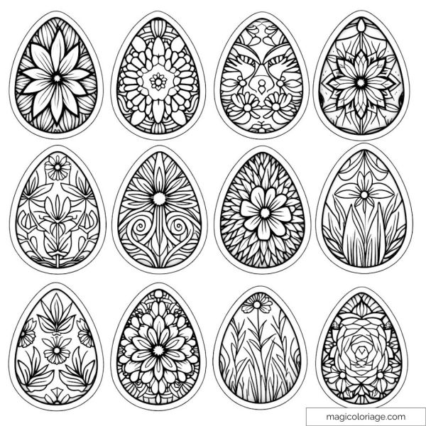 Eggs with floral patterns to color