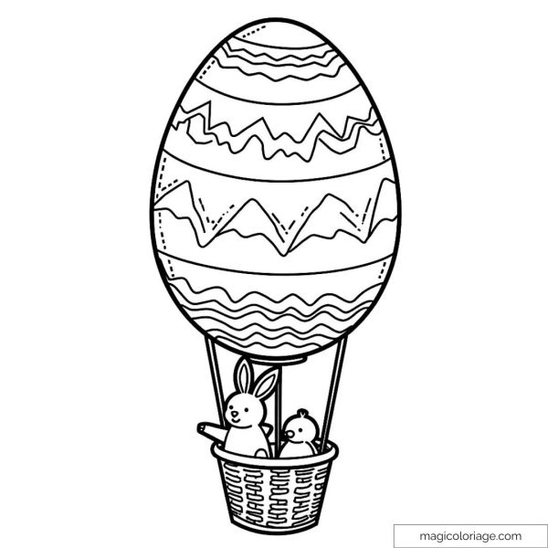 Hot air balloon drawing with easter egg