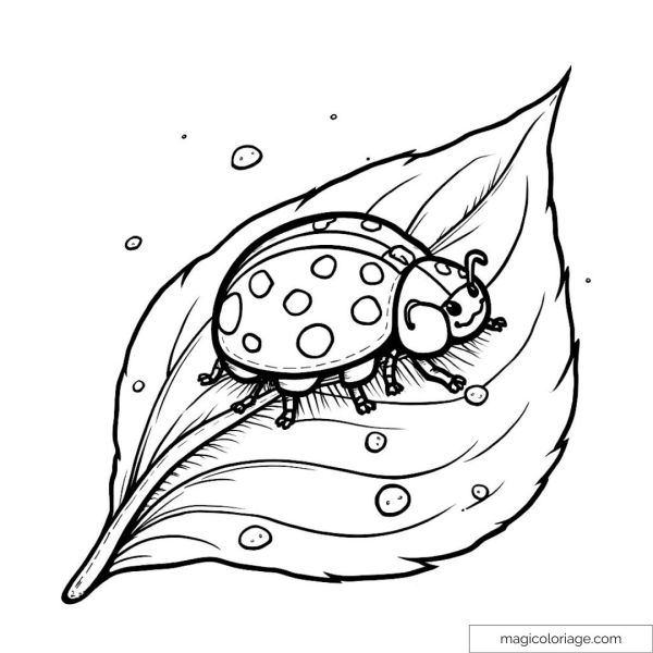 Ladybug drawing on coloring sheet for children.