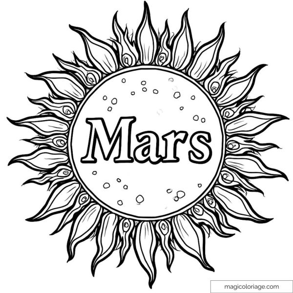 Coloring Mars with a sun in complex and stylized patterns.