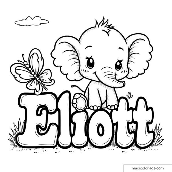 Cute elephant with butterfly