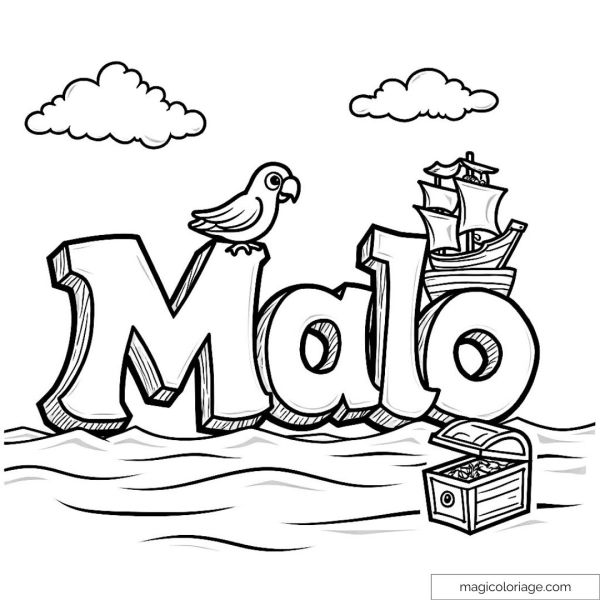 Coloring Malo with parrot