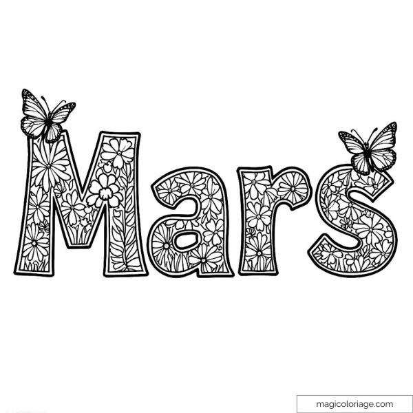 Coloring of Mars with flowers and butterflies