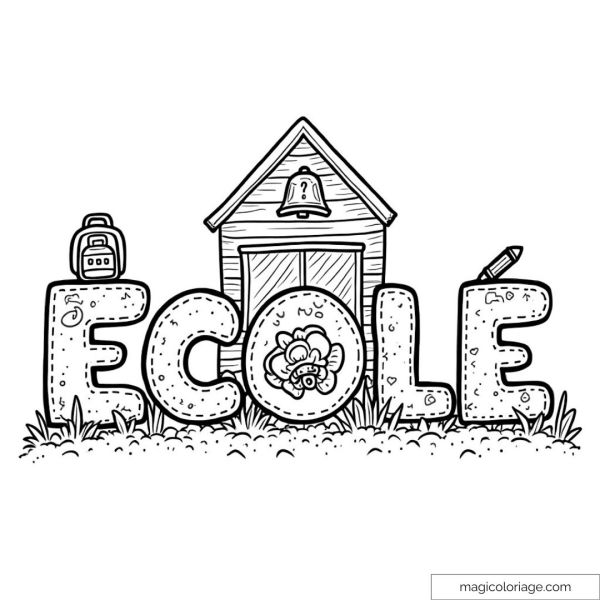 School coloring picture with letters