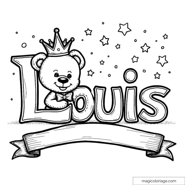 Cute bear with crown and stars