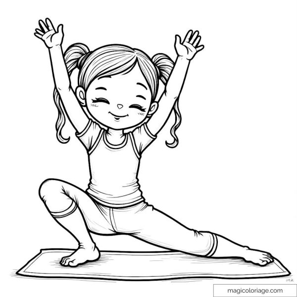 Girl doing yoga on a mat