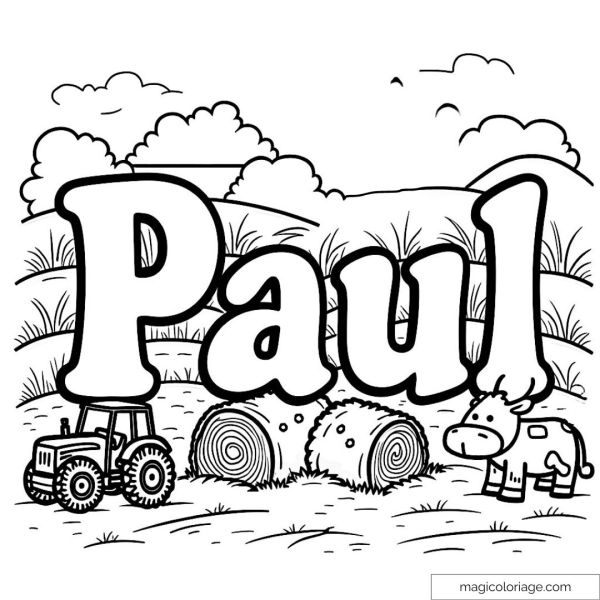 Drawing of the farm with the name "Paul"