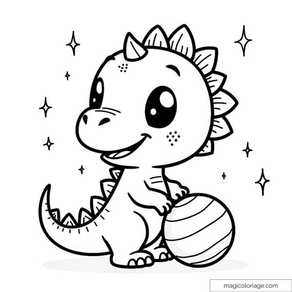 Cute baby dinosaur with balloon