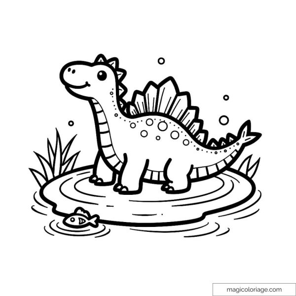 Dinosaur on a pond