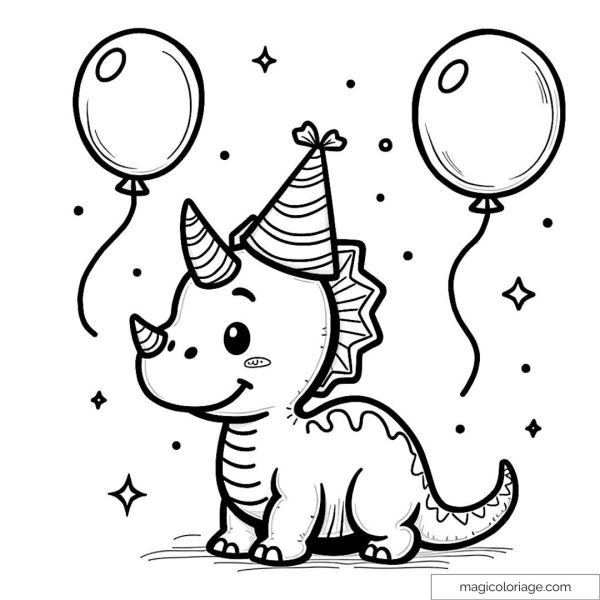 Dinosaur Drawing with Party Hat