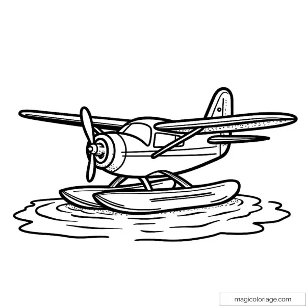 Seaplane drawing floating on water to color