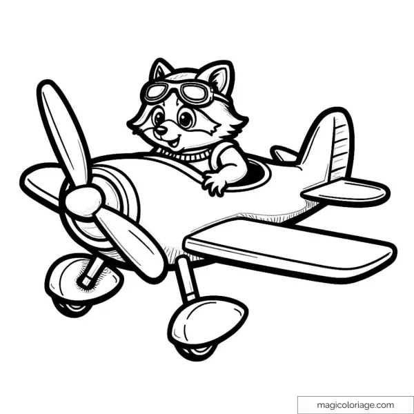Raccoon in a propeller plane