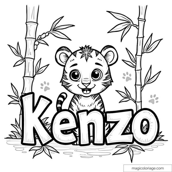 Cute Kenzo Tiger Among the Bamboos