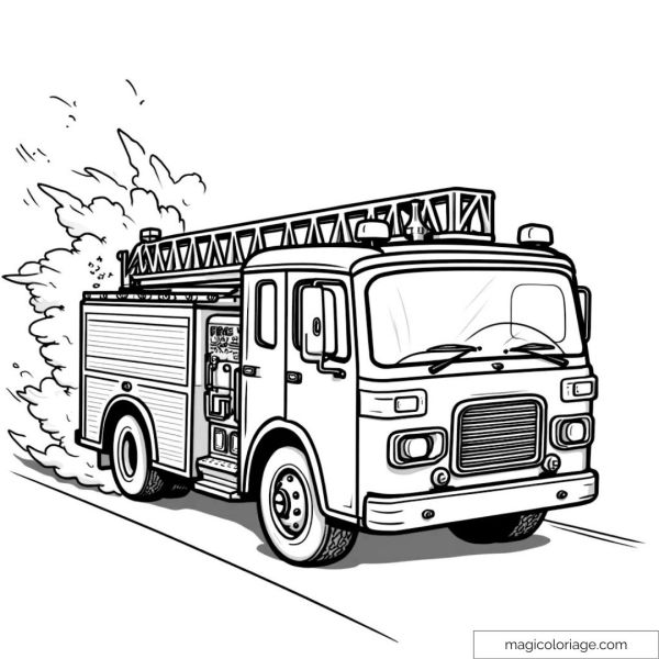 Fire truck with ladder in action