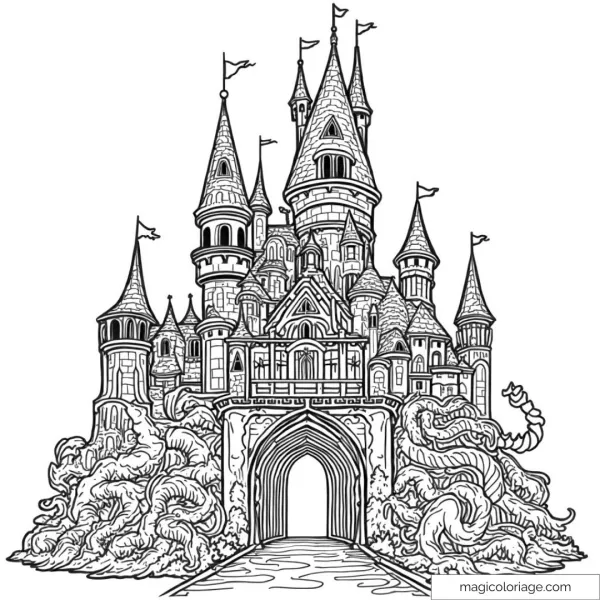 Fairy tale castle coloring page