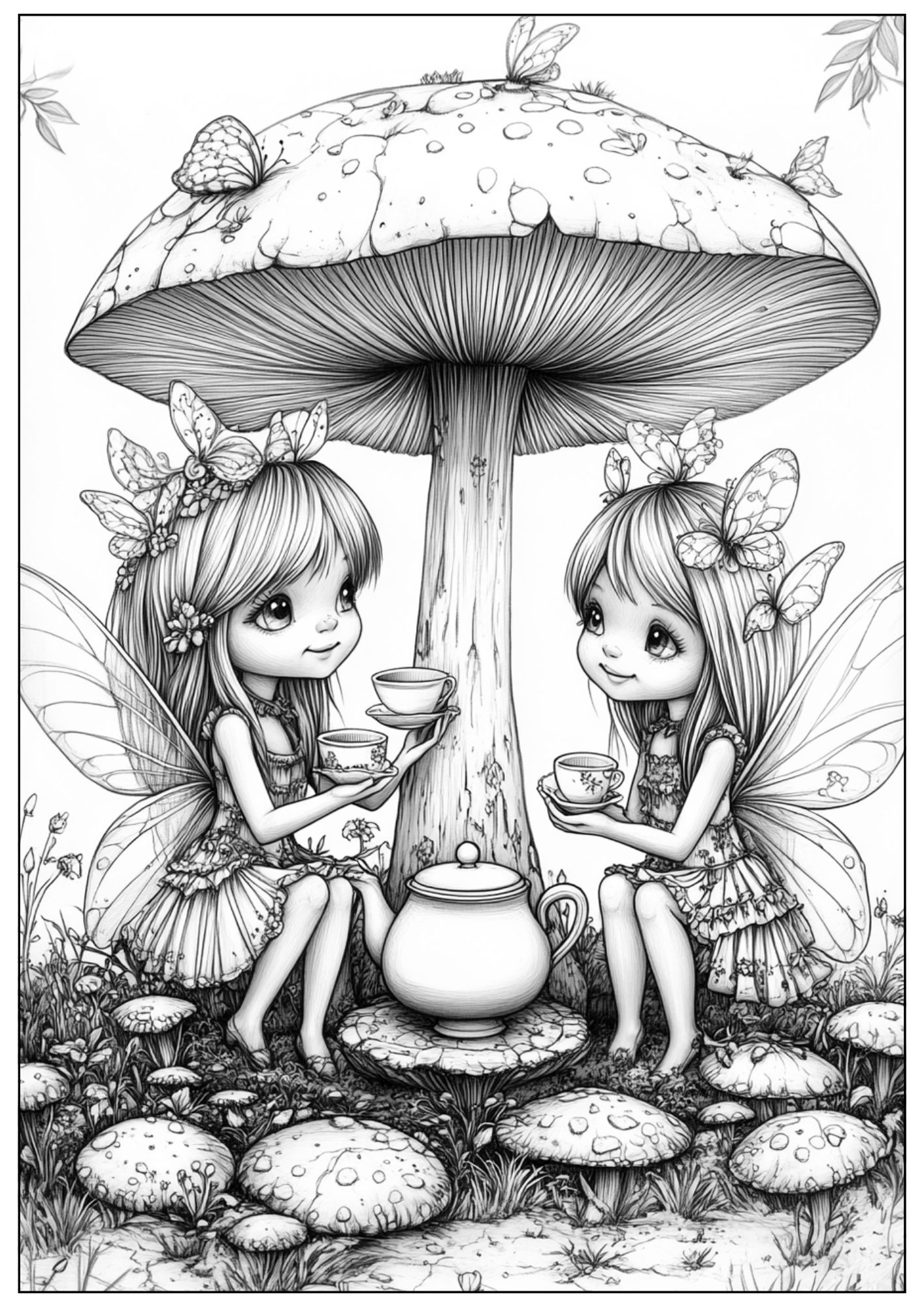 Coloriage F rique F es Pr s D un Champignon G ant coloriage-f-rique-f-es-pr-s-d-un-champignon-g-ant