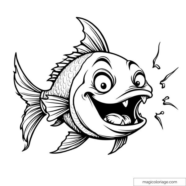 Comical fish drawing with googly eyes and detailed fins.
