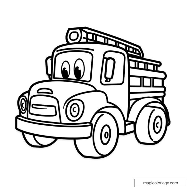 Fun and simple fire truck coloring pages for kids