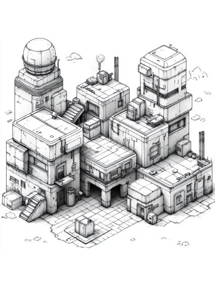 Illustration détaillée de structures futuristes