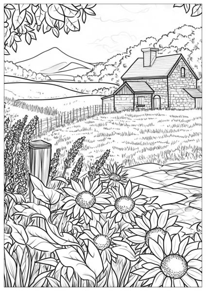 Countryside landscape with house