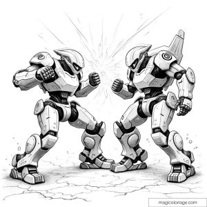 Dessin de deux robots prêts à combattre