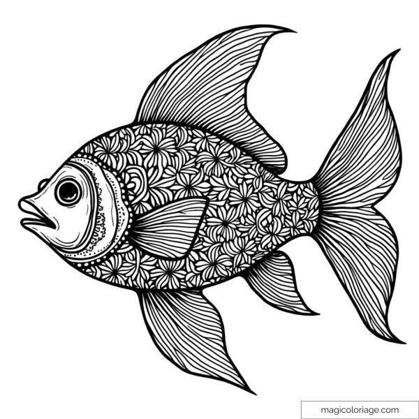 Fish drawing with floral patterns