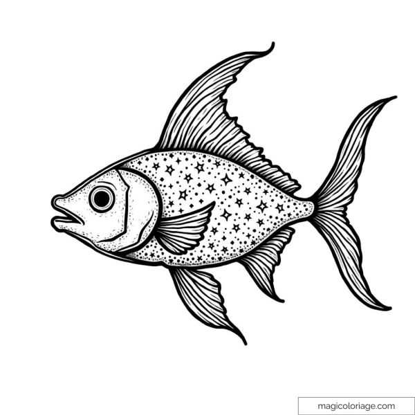 Drawing of a fish decorated with stars