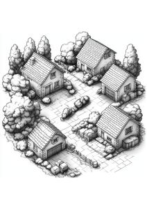 Village pittoresque avec maisons