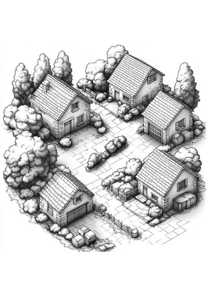 Village pittoresque avec maisons