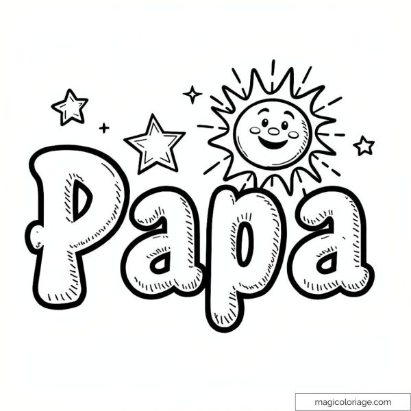 Picture of a coloring page with the word "Dad"
