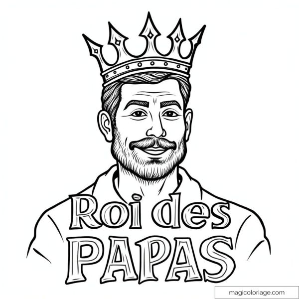 Drawing of a smiling dad wearing a crown