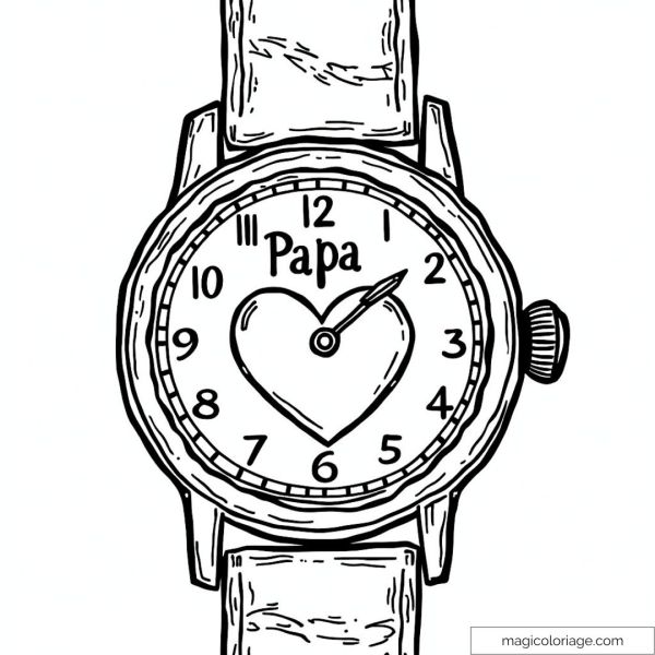 Drawing shows with heart and inscription Dad to color.