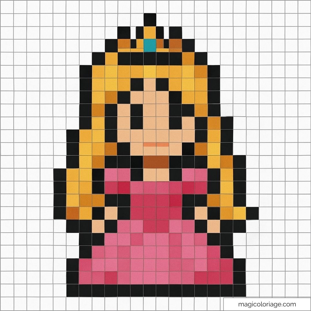 Pixel art de princesse élégante à recréer