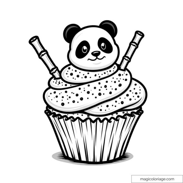 Image of a cupcake with a panda head and cookie sticks