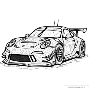 Voiture de course déco détaillée à colorier