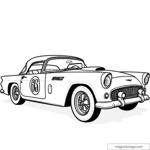dessin voiture de course vintage avec numéro et détails