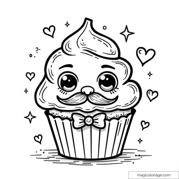 Cupcake drawing with mustache